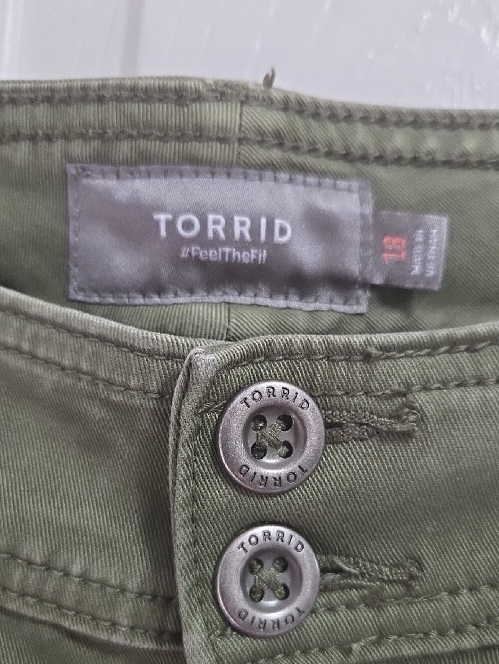 torrid Olive Green High-Waist Button Front Utility Pants - Picture 2 of 5